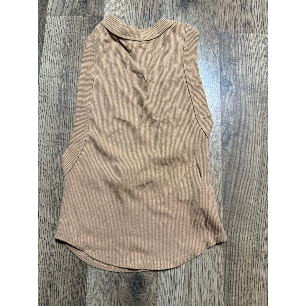 The Line by K Shirt Women Size XS Tan Ribbed Tank Sleeveless Open Back Casual